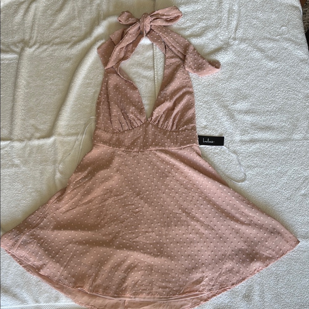Lulu's Blush Pink Dress with Dotted Texture